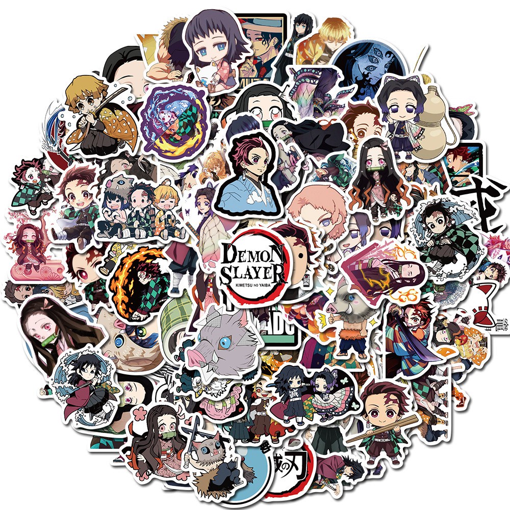 100/50/25/10PCS Demon Slayer Anime Kimetsu No Yaiba PVC Waterproof Decals Toy Skateboard Luggage Motorcycle Kids Sticker