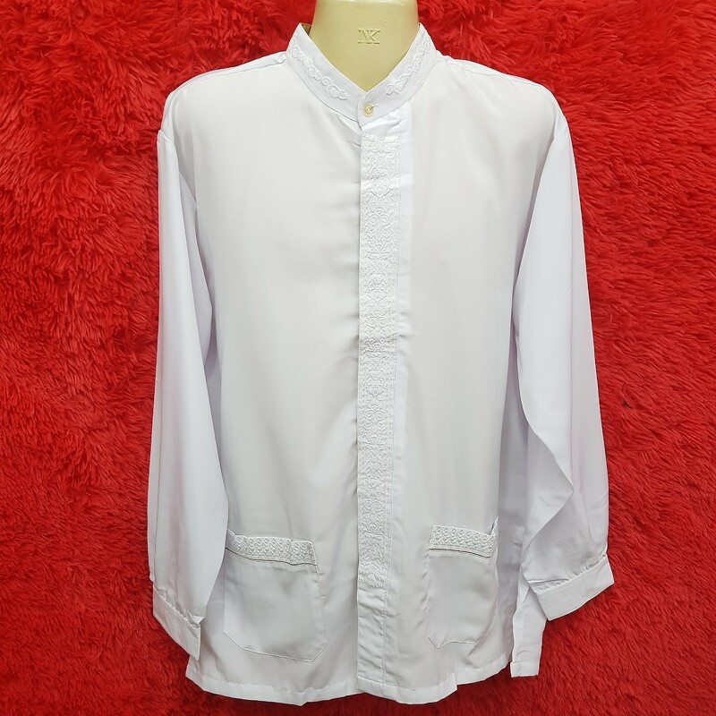 เสื้อกูรงชายแขนยาวปักลาย คอจีน มีกระเป๋าอเนกประสงค์ 2 ข้าง สุภาพเรียบร้อย รุ่น SHC23