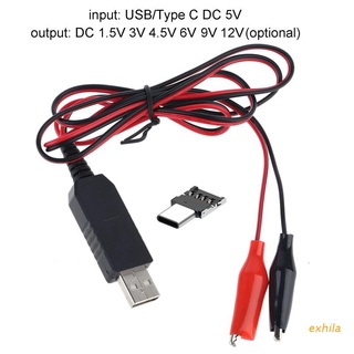 Exhila สายเคเบิ้ลไฟฟ้า Diy Type C Usb To 1.5V 3V 4.5V 6V Aa Aaa C D ขนาดเล็กใช้แบตเตอรี่