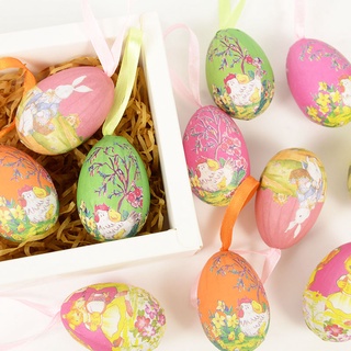 ไข่อีสเตอร์โฟม Happy Easter ตกแต่งปาร์ตี้ / กระต่าย สีสันสดใส นก ไข่แขวน เครื่องประดับ / งานฝีมือ DIY ของเล่น ของขวัญสําหรับเด็ก