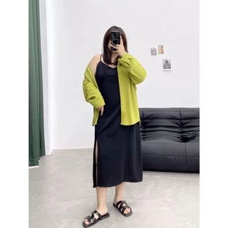 CiCi Plus+(SALE 3028)เสื้อเชิ้ตแขนยาวผ้าร่องเนื้อผ้าดีมากแมทซ์ได้ทุกลุคใส่สบาย เก๋เสื้อผ้าสาวอวบ plus-size