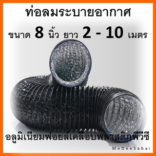 ราคาท่อลมฟอยล์ หุ้มพลาสติกpvc ขนาด 8 นิ้ว สีดำ ท่อลมระบายอากาศ ท่อลมเครื่องดูดควัน ท่อระบายกลิ่นห้องครัว ท่อไอเสีย ท่อแฟร๊ก