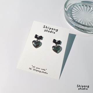 Love bow earring ต่างหูเกาหลี ต่างหูแฟชั่น ต่างหูก้านเงินแท้ S925