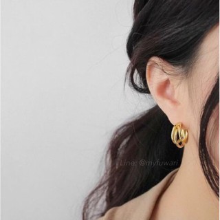 พร้อมส่ง✅ต่างหูมินิมอล ต่างหูแบบห่วง เรียบหรู สีทองขับผิว Earrings