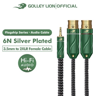 Golley LION Hifi Flagship Series สายเคเบิลเสียงสเตอริโอ 3.5 มม. เป็น XLR ตัวเมีย 6N ชุบเงิน สําหรับเครื่องเล่นมีเดีย มิกซ์คอนโซล