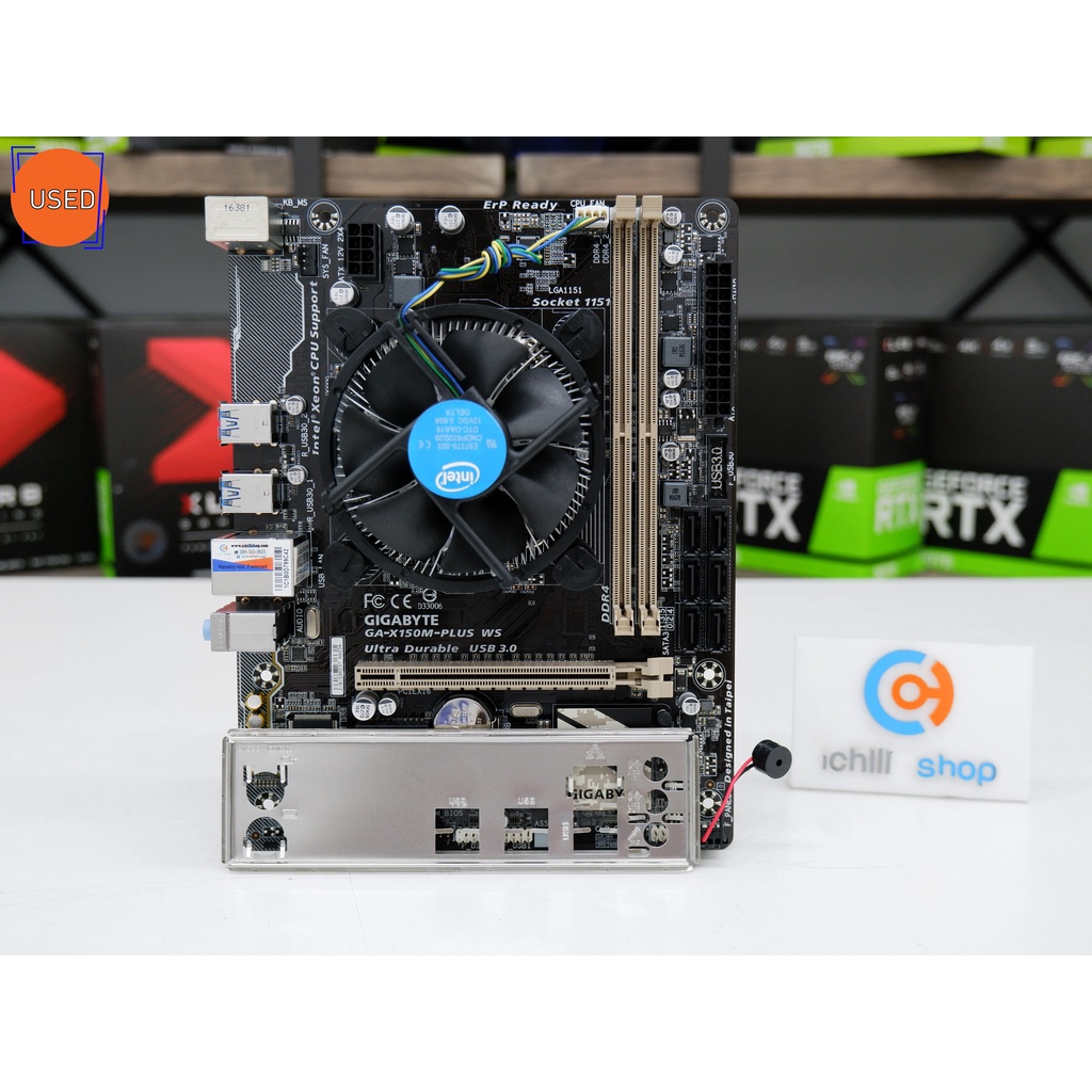 ชุดซีพียูพร้อมเมนบอร์ด CPU : INTEL XEON E3-1220V5 3.0 GHz + MB : GIGABYTE GA-X150M-PLUS WS NO BOX P1