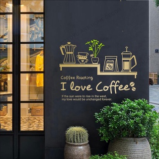 วอลเปเปอร์ไวนิล ลาย I Love Coffee สําหรับติดตกแต่งผนังบ้าน ร้านกาแฟ rb248