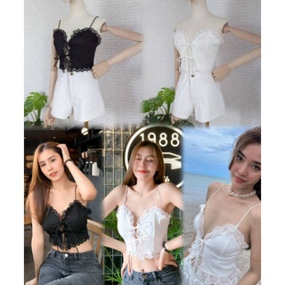 Mapang lace crop เสื้อครอปสายเดี่ยวผูกอก