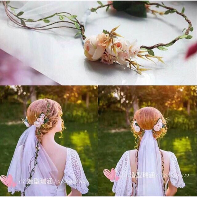 👰🏻พร้อมส่ง👰🏻Veilเวลเจ้าสาวติดมงกุฎดอกไม้💐