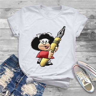 T-shirt  เสื้อยืด พิมพ์ลายการ์ตูนมังงะ Mafalda Quino สไตล์วินเทจ สําหรับผู้หญิงS-5XL