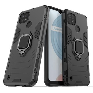 เคส Realme C21 ฮาร์ดเคสกันกระแทกเคสโทรศัพท์ Hybrid Armor Shockproof Ring Case Realme C21 RealmeC21 C 21 Cover Stand