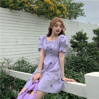 Violin flower dress💜 mini dress เดรสเดซี่ เดรสนำเข้า