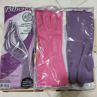 ถุงมือ ยางธรรมชาติหนาคู่ละ25บาทยาว30ซม.