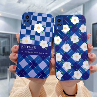 เคส Samsung A32 A52 A12 A51 A03S A10S A50 A20S J7 Prime A02S A20 A72 A50S A10 A30S A52S A30 M12 M10 M01S ลายสก๊อต ดอกไม้ สีขาว สีฟ้า เคสโทรศัพท์ซิลิโคน