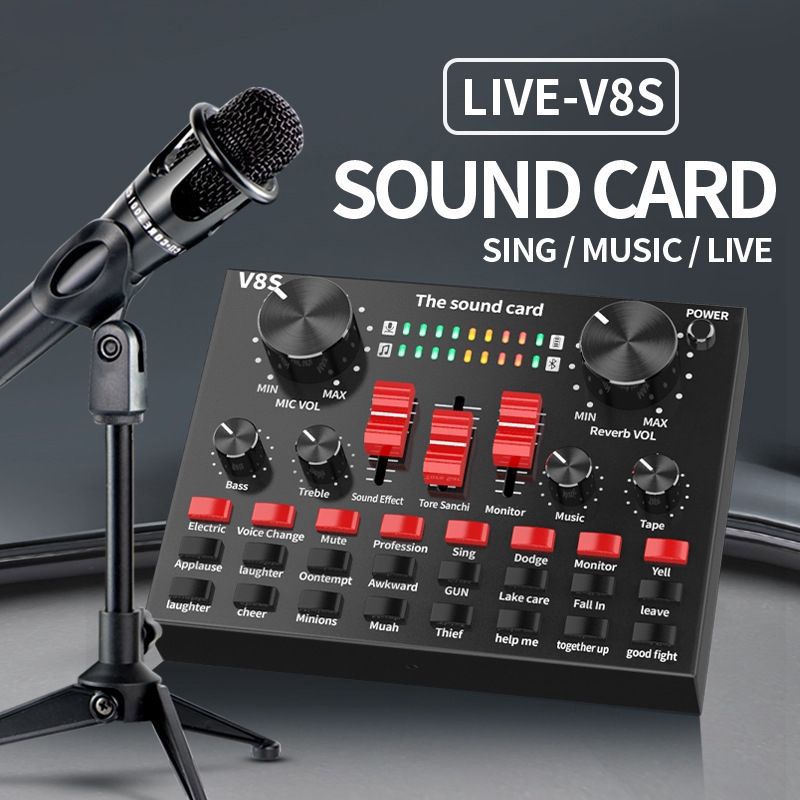 ซาว์นการ์ดแปลงสัญญาณเสียง V8 V8S+ Live Stream audio interface External Audio Mixing Sound Card