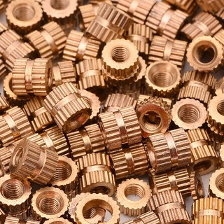 Shiyin 100pcs M3*5mm 5mm(OD) Metric Threaded Brass Knurl Round Insert Nuts Gold Tone