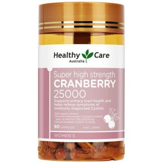 ผลิตภัณฑ์อาหารเสริม กระเพาะปัสสาวะอักเสบ Healthy Care Super Cranberry 25000 90 Capsules สินค้านำเข้า ของแท้100%