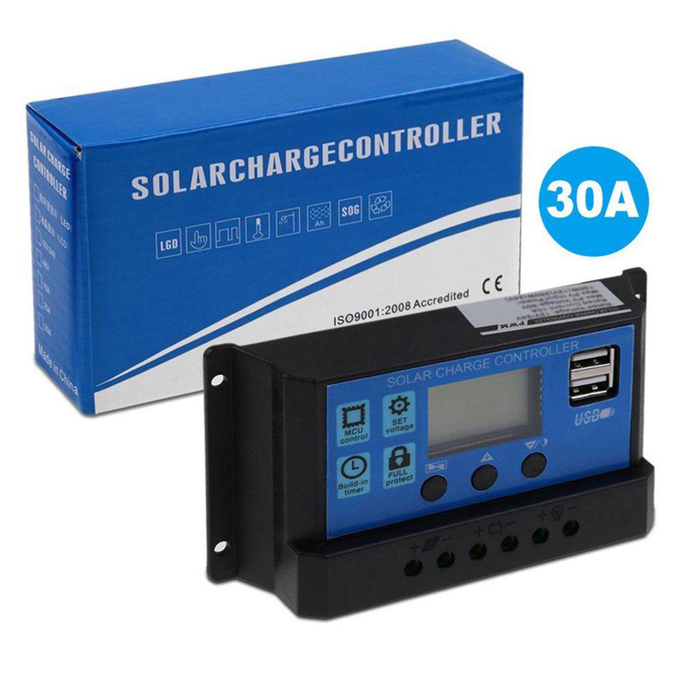 【FREESHIPPING】【COD】แผงโซลาร์เซลล์ Regulator 30A 12v-24V Auto Dual USB Solar Charge Controller