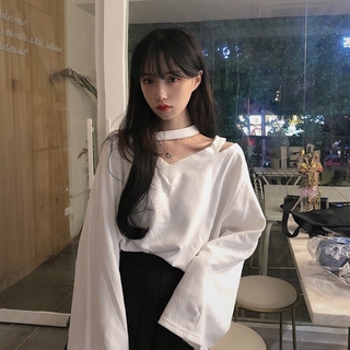 Suxi เสื้อยืดแขนยาว ทรงหลวม หลากสี สําหรับผู้หญิง