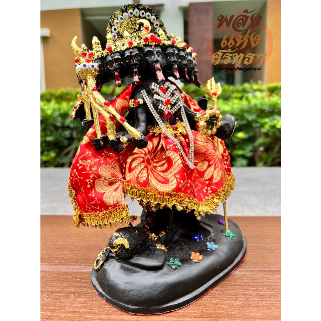 พระแม่กาลี เหยียบอกพระศิวะ พระแม่กาลี10หน้า นุ่งผ้าสีแดง ความสูง 11 นิ้ว พร้อมส่ง - รูปที่ 2