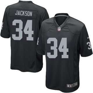 ใหม่ เสื้อกีฬาแขนสั้น ลายทีมฟุตบอล Las Vegas Raiders Nfl No.34 Bo Jackson Legend ทรงหลวม สําหรับผู้ชาย และผู้หญิง