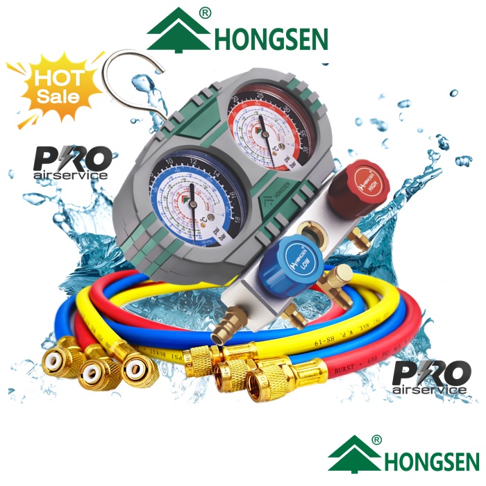 เกจคู่ Hongsen Manifold Gauge รุ่น HS-S60-105A วัดน้ำยา R22-134A-R12 ...