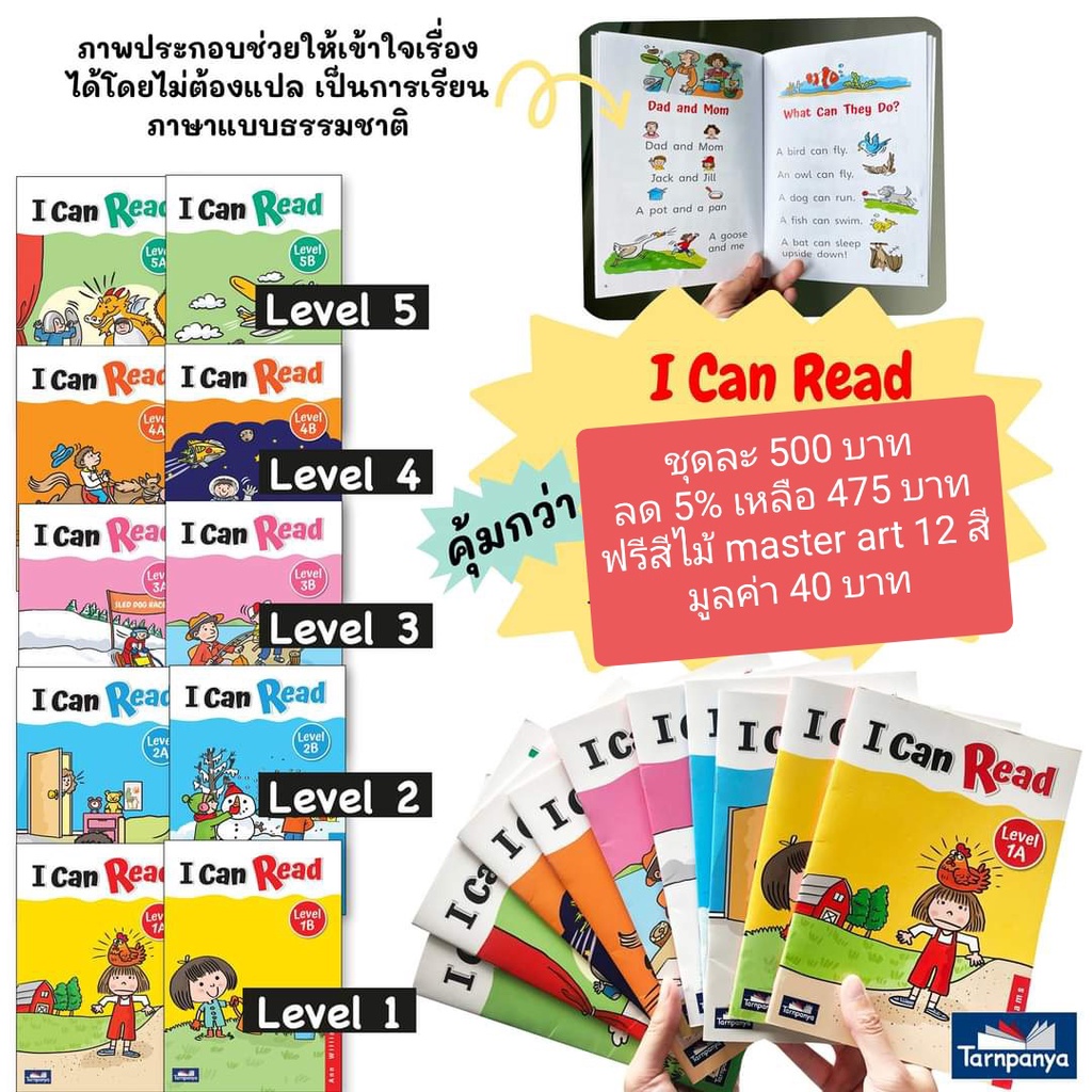 [ลด90.- ใส่โค้ด DETJAN90] I CAN READ ชุด ฝึกอ่าน 5 level ธารปัญญา