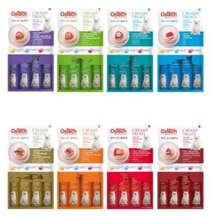 Ostech ออสเทค ครีมมี่ทรีต ขนมแมวเลีย ครีมแมวเลีย ขนาด 15ก. (1*4 ซอง)