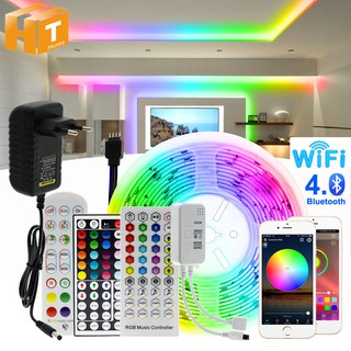 สายไฟ Led 5050 Rgb Led 20ม./15ม./10ม./5ม.พร้อมอะแดปเตอร์ควบคุม Wifi