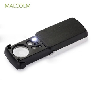 Malcolm แว่นขยาย Loupe Lens 30X 60X 90X สีดําพร้อมแว่นขยายอะคริลิคมีไฟ Led สําหรับอ่านหนังสือเครื่องประดับ