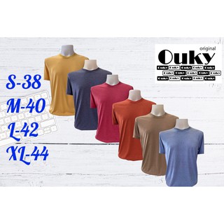 OUKY เสื้อยืด เสื้อยืดคอกลม เสื้อแฟชั่น ผ้านิ่ม สีไม่ตก ซัก สะบัด ตาก ยับยาก ของแท้จากโรงงานผลิตเอง