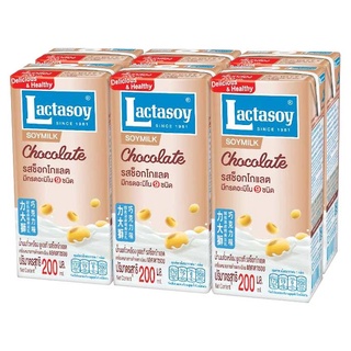 แลคตาซอย นมถั่วเหลืองยูเอชที รสช็อกโกแลต 200 มล. แพ็ค 6 กล่อง
