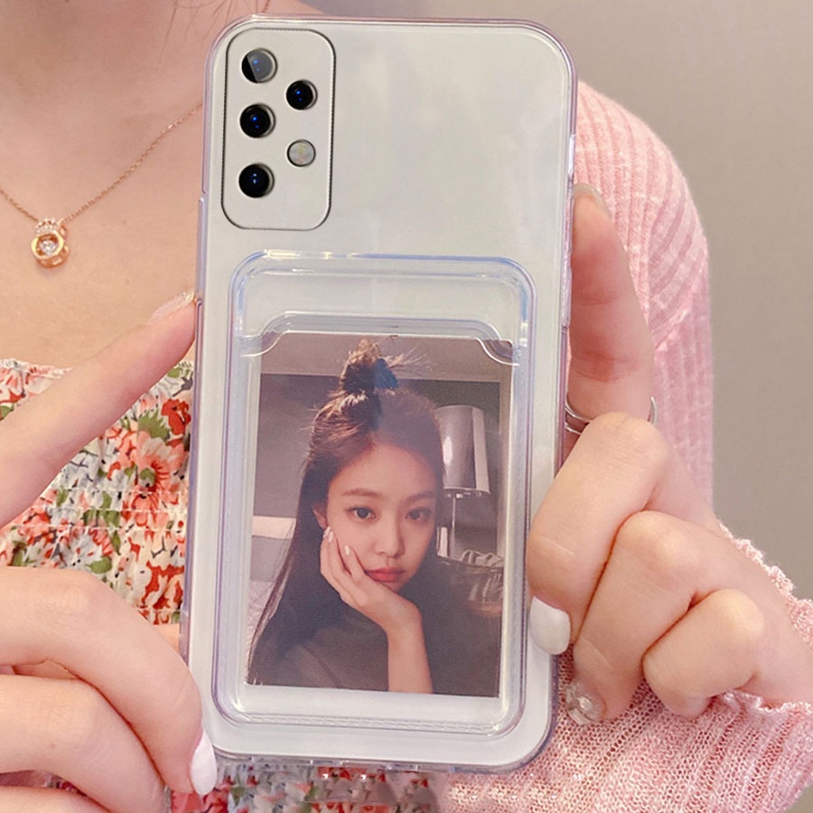 เคสโทรศัพท์มือถือ TPU แบบใส พร้อมช่องใส่บัตร สําหรับ Samsung Galaxy A35 A55 A15 A25 A12 A13 A22 A33 A53 A73 A23 A52 A72 A51 A71 A50 A32 A42 A52 A52s A70 A21s A10S A20S A30S A50S A10 A11 A20 A30 A05 A05S A31 A14 A24 A34 A54 S20 S21 S22 S23 FE S24 Ultra