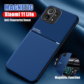 หนังสัตว์ เนื้อผ้ารถยนต์แม่เหล็กบางอ่อนนุ่มเคสปก Xiaomi 11 Lite Mi11 Lite 11Lite Mi11Lite กันกระแทกเคสโทรศัพท์มือถือปก Magnetic Car Holder Phone Cover Slim TPU Shockproof   Case