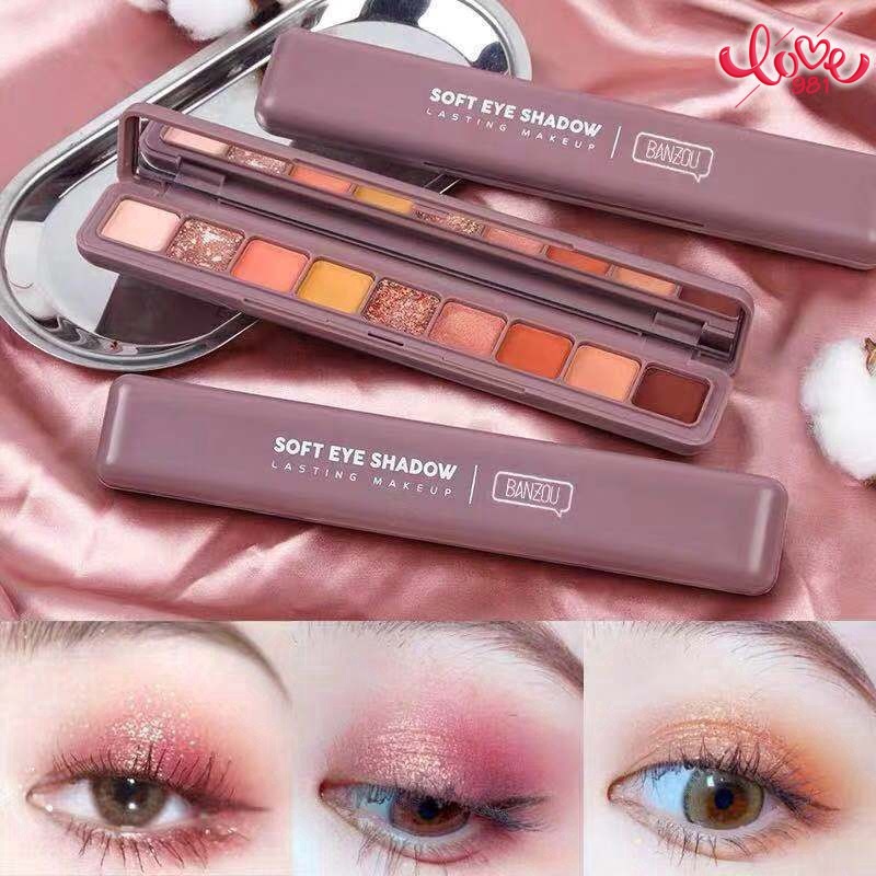 อายแชโดว์เก้าสีปลายนิ้ว, ติดทนนาน, ไม่มีการฟอกสี, ไม่มีผงบิน, อายแชโดว์สีเอิร์ ธ คัลเลอร์, อายแชโดว์โพลาไรซ์เคลือบมุกแวววาวพร้อมเลื่อมผงทอง