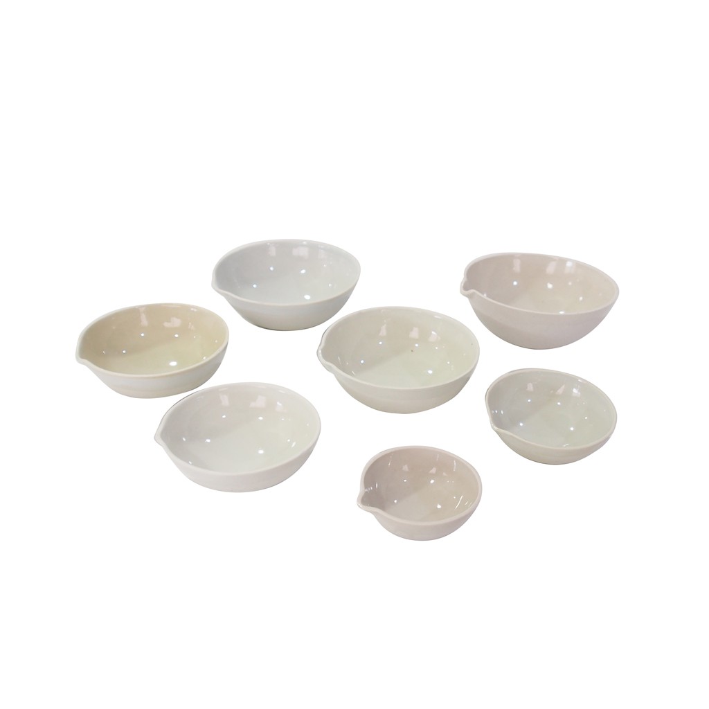 ชามระเหย เซรามิค Evaporating Dish ถ้วยกระเบื้อง Porcelain Basin Round Bottom with Spout Lab ห้องทดลอง