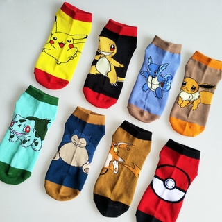 Pokemon Pikachu socks Charmander Snorlax Bulbasaur Summer cartoon lovers invisible boat socks cute female cotton socks short tub