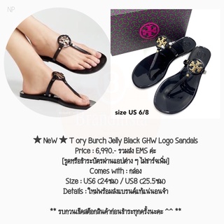 ★ NeW ★ T ory Burch Jelly Black GHW Logo Sandals