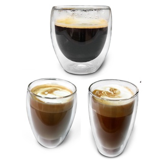 แก้วกาแฟ 2 ชั้น แก้วดับเบิ้ลวอลล์ Double wall coffee glass