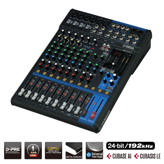 YAMAHA MG12XU Mixing Console 12-Channel Max6 Mic / 12 Line Inputs (4 mono+4 stereo) / 2 GROUP Bus+1 St มิกเซอร์
