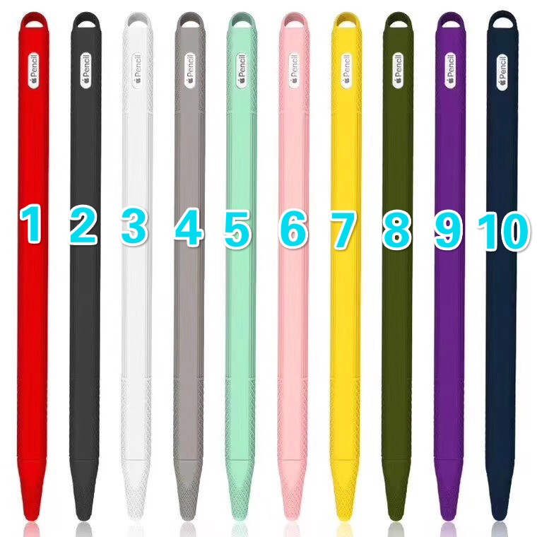 เหมาะสำหรับ Apple pencil 2 ดินสอซิลิโคนแขนป้องกัน pencil2 ปลอกปากกา nib two-in-one ซิลิโคนขาวดำแขนป้องกัน