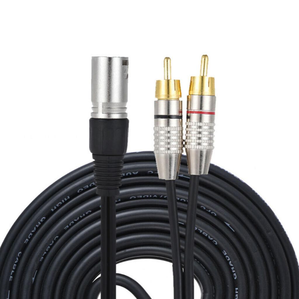 [baosity4] 2 RCA Phono Male Plug to XLR 3 Pin Male Mic Cable Splitter Adapter Cord