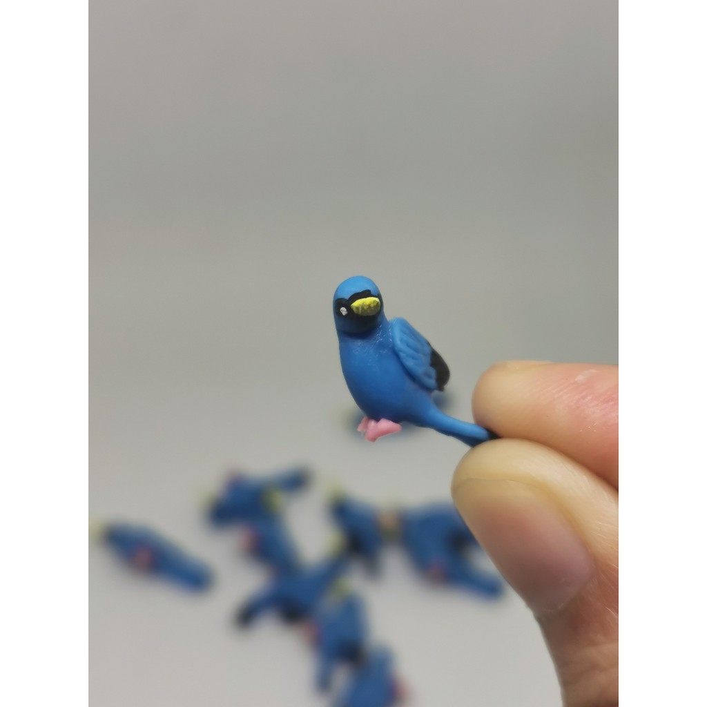 นกกระจอกสีน้ำเงิน  (Blue finch) นกจิ๋ว นก นกดินปั้น #ของจิ๋ว #ของตกแต่งสวน - รูปที่ 3