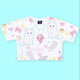 🎀 พร้อมส่ง เสื้อครอป babe meow 🎀