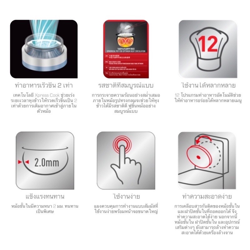 💯ประกันศูนย์2ปี💯Tefalหม้อหุงข้าวไฟฟ้ารุ่น RK522166✨XPRESS FUZZY กำลังไฟ 750 วัตต์ ความจุ 1.5 ลิตร - รูปที่ 6