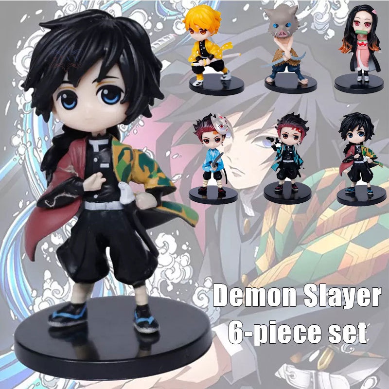 Review Zf 6 Pcs Demon Slayer Kimetsu No Yaiba Action Figure With Pedestal 2 Tanjiro Tomioka Nezuko Zenitsu Inosuke Car Decor ราคาเท าน น 1