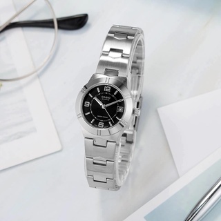 Casio รุ่น LTP-1241D-1A นาฬิกาผู้หญิง สายสแตนเลส หน้าปัดดำ (สินค้าขายดี) มั่นใจ สินค้าของแท้ 100% ประกันศูนย์ CMG 1 ปี