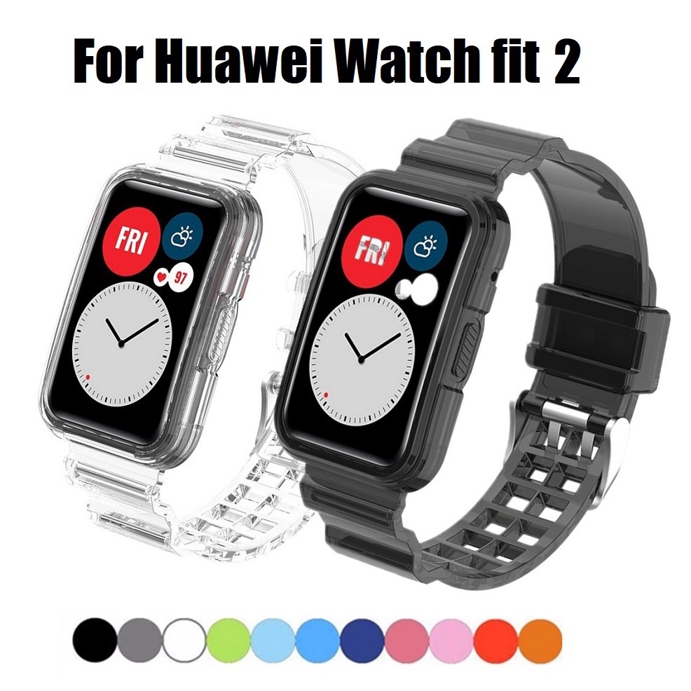 สาย huawei watch fit 2 สายนาฬิกาข้อมือ TPU ใส แบบเปลี่ยน สําหรับ huawei watch fit 2 สาย Transparent Protective Case Strap สายนาฬิกา huaweiwatch fit 2 เคส huawei watch fit 2