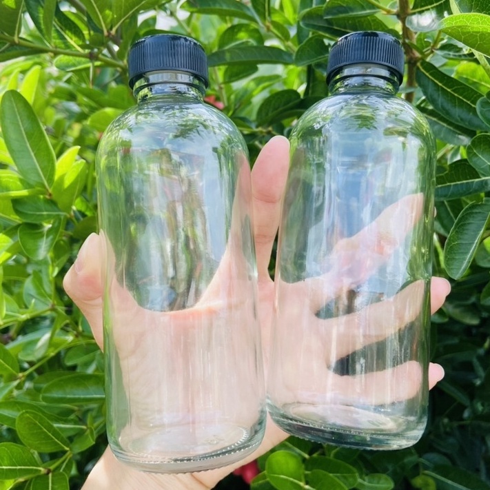 ขวดผสมน้ำหอม กลมใส250ML,สีชา 250ml. ขวดแก้วหนา.