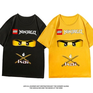 ขายดี!Phantom Ninja Lego เสื้อยืดแขนสั้นชุดพ่อแม่และลูกสำหรับครอบครัวสามฤดูร้อนผ้าฝ้ายครึ่งชายเสื้อครึ่งแขนหลวมS-5XL